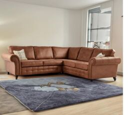 Furniture 786 Oakland Suede Leather 2C2 Corner Sofa in Brown - thumbnail 2