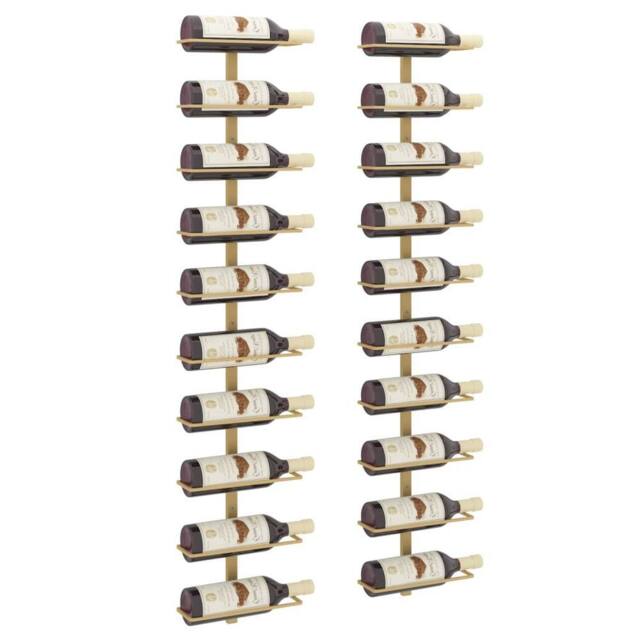 Berkfield Home Wall-mounted Wine Rack for 10 Bottles 2 pcs Gold Metal - image 1