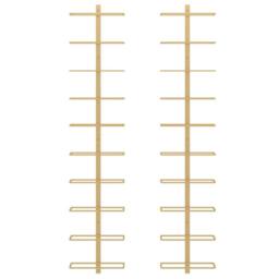 Berkfield Home Wall-mounted Wine Rack for 10 Bottles 2 pcs Gold Metal - thumbnail 4