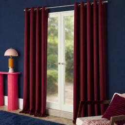 OHS Pair of Thermal Ready Made Eyelet Blackout Curtains in Burgundy - Size: 228 cm width x 228 cm drop