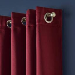 OHS Pair of Thermal Ready Made Eyelet Blackout Curtains in Burgundy - Size: 228 cm width x 228 cm drop - thumbnail 3