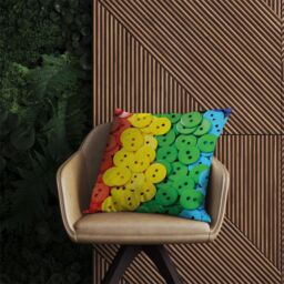 Warren Reed - Designer Colourful Buttons Pattern Outdoor Cushion in Green - Size: 60 cm x 60 cm - thumbnail 2