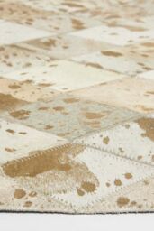 Homescapes Gold & Grey Geometric Diamond Leather Rug, 90 x 150 cm - Size: 90 cm x 150 cm - thumbnail 4