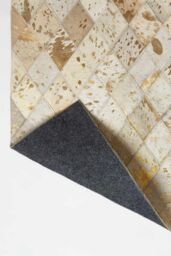 Homescapes Gold & Grey Geometric Diamond Leather Rug, 90 x 150 cm - Size: 90 cm x 150 cm - thumbnail 5