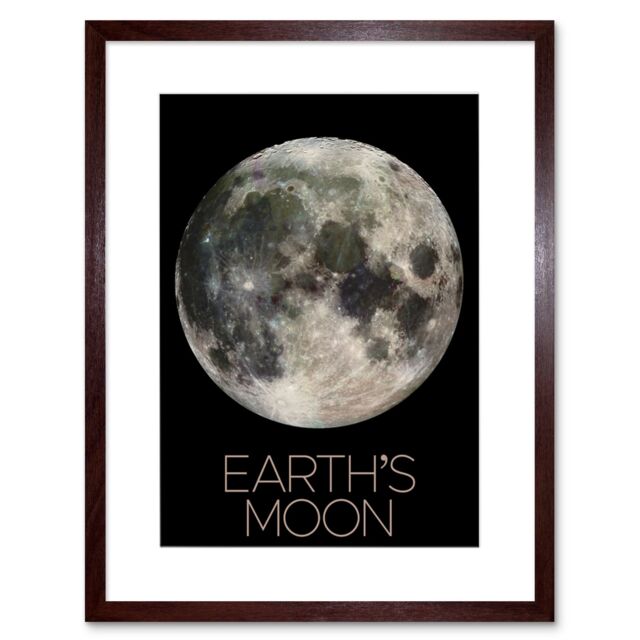 "Artery8 Wall Art Print NASA Our Solar System Earth's Moon Lunar Galileo Image Artwork Framed 9X7 Inch in Brown - Size: W7"" x H9""" - image 1