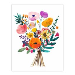 "Artery8 Colourful Floral Bouquet Abstract Watercolour Wall Art Print - Size: W18"" x H24""" - thumbnail 1