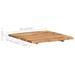 Berkfield Home Table Top Solid Acacia Wood 58x(50-60)x2.5 cm in Brown - thumbnail 3