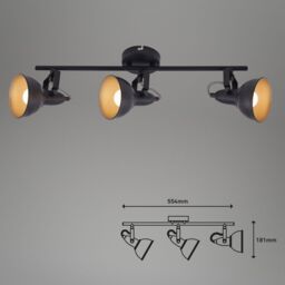 BRILONER Black Gold 3xE14 40W Requires Bulb Ceiling Light - thumbnail 9