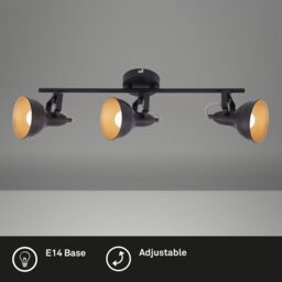 BRILONER Black Gold 3xE14 40W Requires Bulb Ceiling Light - thumbnail 3