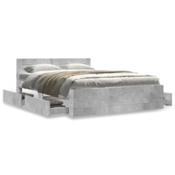 Berkfield Home Bed Frame with Headboard without Mattress Concrete Grey 120x200 cm - Size: Small Double - thumbnail 4