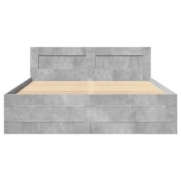 Berkfield Home Bed Frame with Headboard without Mattress Concrete Grey 120x200 cm - Size: Small Double - thumbnail 5