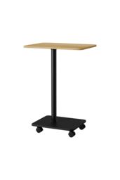 Living and Home Modern Minimalist C Shaped Side Table with Lockable Wheels in Light Oak - thumbnail 5