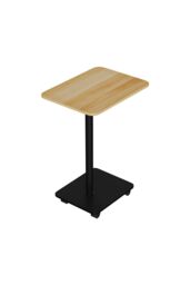Living and Home Modern Minimalist C Shaped Side Table with Lockable Wheels in Light Oak - thumbnail 3