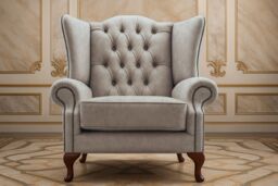 Somnior Classic Chesterfield Arm Chair Dapple Fabric UK Manufactured in Silver - Size: 1 Seater - thumbnail 1