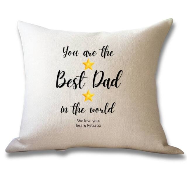 Aye Do Gifts Men's Personalised Best Dad Stars Cushion - Birthday Father's Day Gift in Cream - image 1