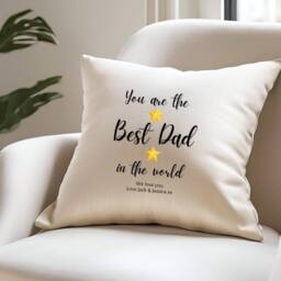 Aye Do Gifts Men's Personalised Best Dad Stars Cushion - Birthday Father's Day Gift in Cream - thumbnail 2