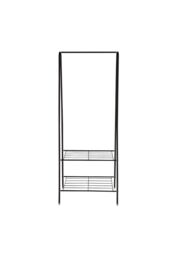 Living and Home Freestanding Metal Clothing Rack Garment Holder with 2-Tier Wire Shelf in Black - thumbnail 2