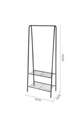 Living and Home Freestanding Metal Clothing Rack Garment Holder with 2-Tier Wire Shelf in Black - thumbnail 4