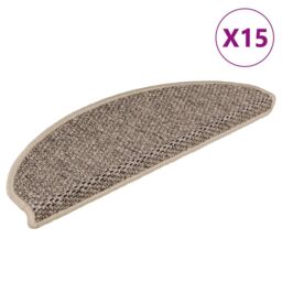 Berkfield Home Stair Mats Self-adhesive Sisal-Look 15 pcs 65x21x4 cm Dark Beige - Size: Medium - thumbnail 2