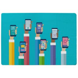 Benjamin Tate Design Hands Holding Smart Phones Rug in Natural - Size: Large - thumbnail 1