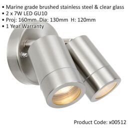 Loops Twin Light Adjustable Spotlight - 2 x 7W LED GU10 - Marine Grade Stainless Steel in Metallics - thumbnail 2