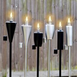Harbour Housewares 6x Outdoor Flame Torches - Cone Metal Garden Fire Torch Lighting in Silver - thumbnail 9