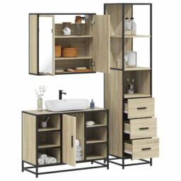 Berkfield Home Durable 3 Piece Bathroom Furniture Set Sonoma Oak Engineered Wood in Light Brown - thumbnail 2