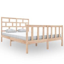 Berkfield Home Bed Frame Solid Wood Pine 160x200 cm in Light Tan - thumbnail 1