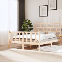 Berkfield Home Bed Frame Solid Wood Pine 160x200 cm in Light Tan - thumbnail 2
