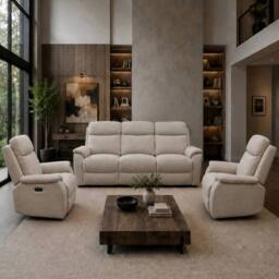 Aspire Richmond 3 + 1 + 1 Power Recliner Sofa Set, Chenille Natural