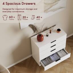 Home Discount Vida Designs Trega 3Pc Bedroom Set(1Dr Bedside, 4DrChest & Wardrobe) in White - thumbnail 6