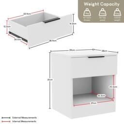 Home Discount Vida Designs Trega 3Pc Bedroom Set(1Dr Bedside, 4DrChest & Wardrobe) in White - thumbnail 2