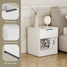 Home Discount Vida Designs Trega 3Pc Bedroom Set(1Dr Bedside, 4DrChest & Wardrobe) in White - thumbnail 5
