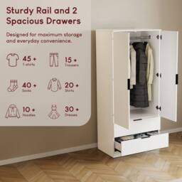Home Discount Vida Designs Trega 3Pc Bedroom Set(1Dr Bedside, 4DrChest & Wardrobe) in White - thumbnail 7
