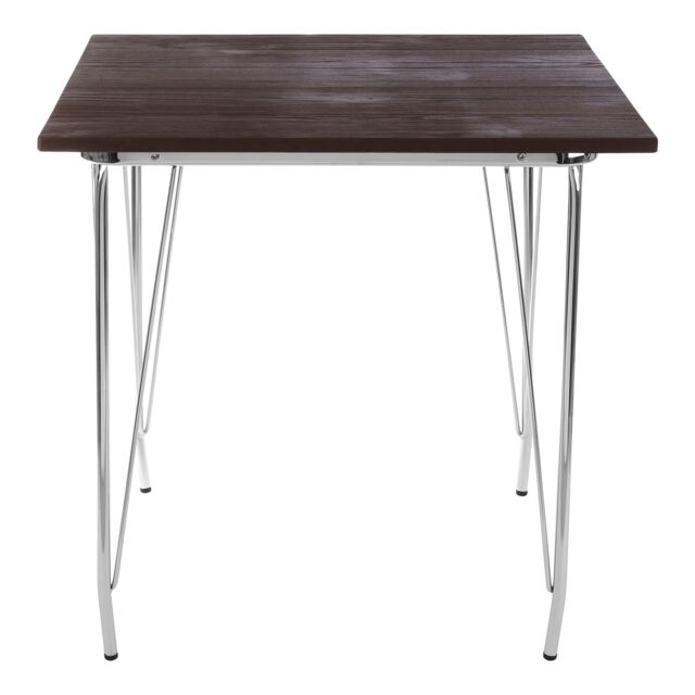 Orsina Versatile Metal & Elm Wood Table, Large Square Table, Sturdy Outdoor Dining Table for Lawn, Patio in Grey - image 1