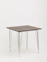 Orsina Versatile Metal & Elm Wood Table, Large Square Table, Sturdy Outdoor Dining Table for Lawn, Patio in Grey - thumbnail 3
