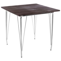 Orsina Versatile Metal & Elm Wood Table, Large Square Table, Sturdy Outdoor Dining Table for Lawn, Patio in Grey - thumbnail 2
