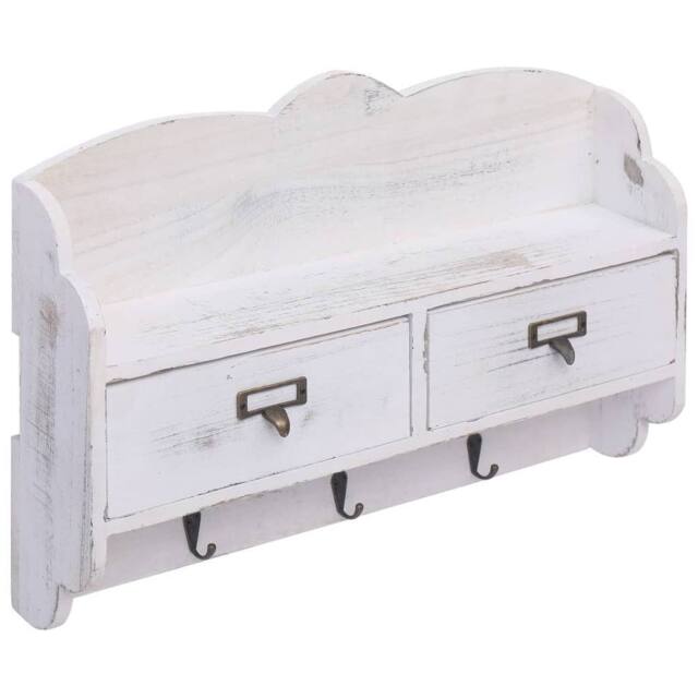 Berkfield Home Wall Mounted Coat Rack White 50x10x34 cm Wood - Size: 50 x 10 x 34 cm - image 1