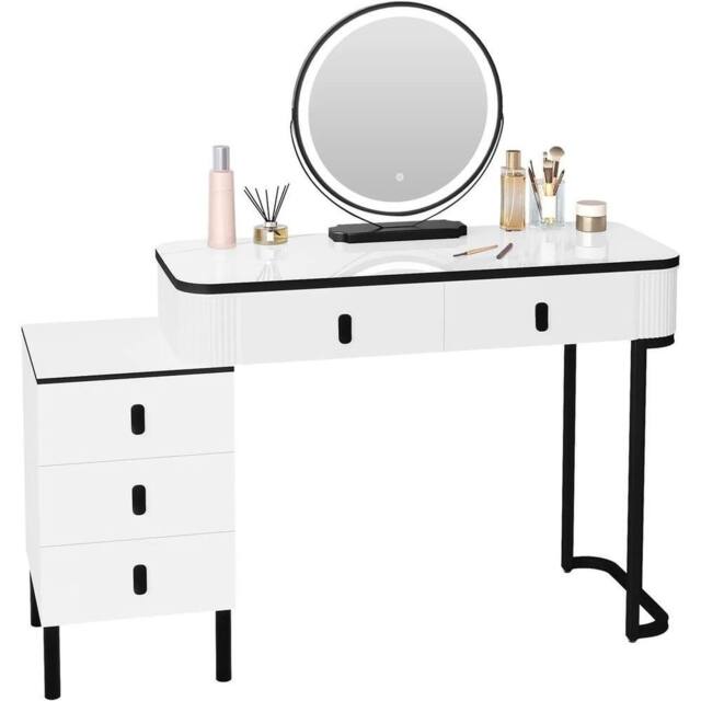FORGEVIO Dressing Table With LED Lights Dimmable Mirror Vanity in White - image 1