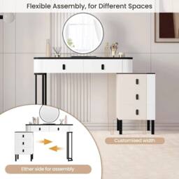 FORGEVIO Dressing Table With LED Lights Dimmable Mirror Vanity in White - thumbnail 4