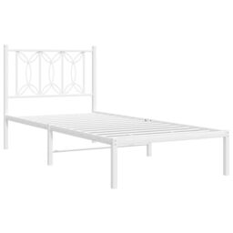 Berkfield Home Metal Bed Frame without Mattress with Headboard White 80x200cm - Size: 80x200 cm - thumbnail 3