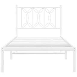 Berkfield Home Metal Bed Frame without Mattress with Headboard White 80x200cm - Size: 80x200 cm - thumbnail 4