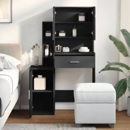Berkfield Home Beautiful Dressing Table with Cabinet Black 80x35x132 cm - Size: 80 x 35 x 132 cm - thumbnail 1