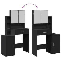 Berkfield Home Beautiful Dressing Table with Cabinet Black 80x35x132 cm - Size: 80 x 35 x 132 cm - thumbnail 9