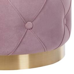 Wyld and Coco Pink Velvet Button Tufted Storage Pouffes Set Gold Base - thumbnail 8