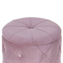 Wyld and Coco Pink Velvet Button Tufted Storage Pouffes Set Gold Base - thumbnail 7