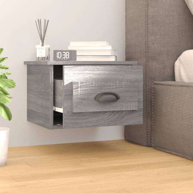 Berkfield Home Elegant Wall-mounted Bedside Cabinets 2 pcs Grey Sonoma 41.5x36x28cm - Size: 41.5x36x28 cm - image 1