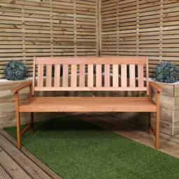 Samuel Alexander Cartmel 2 Seater Outdoor Wooden Garden Patio Bench in Brown - thumbnail 1