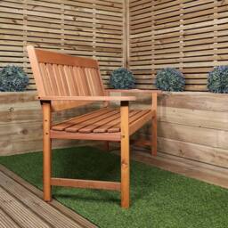 Samuel Alexander Cartmel 2 Seater Outdoor Wooden Garden Patio Bench in Brown - thumbnail 7