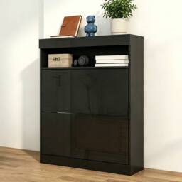 ERGOVEXA High Gloss Shoe Cabinet with 2 Flip Doors - Black - thumbnail 1